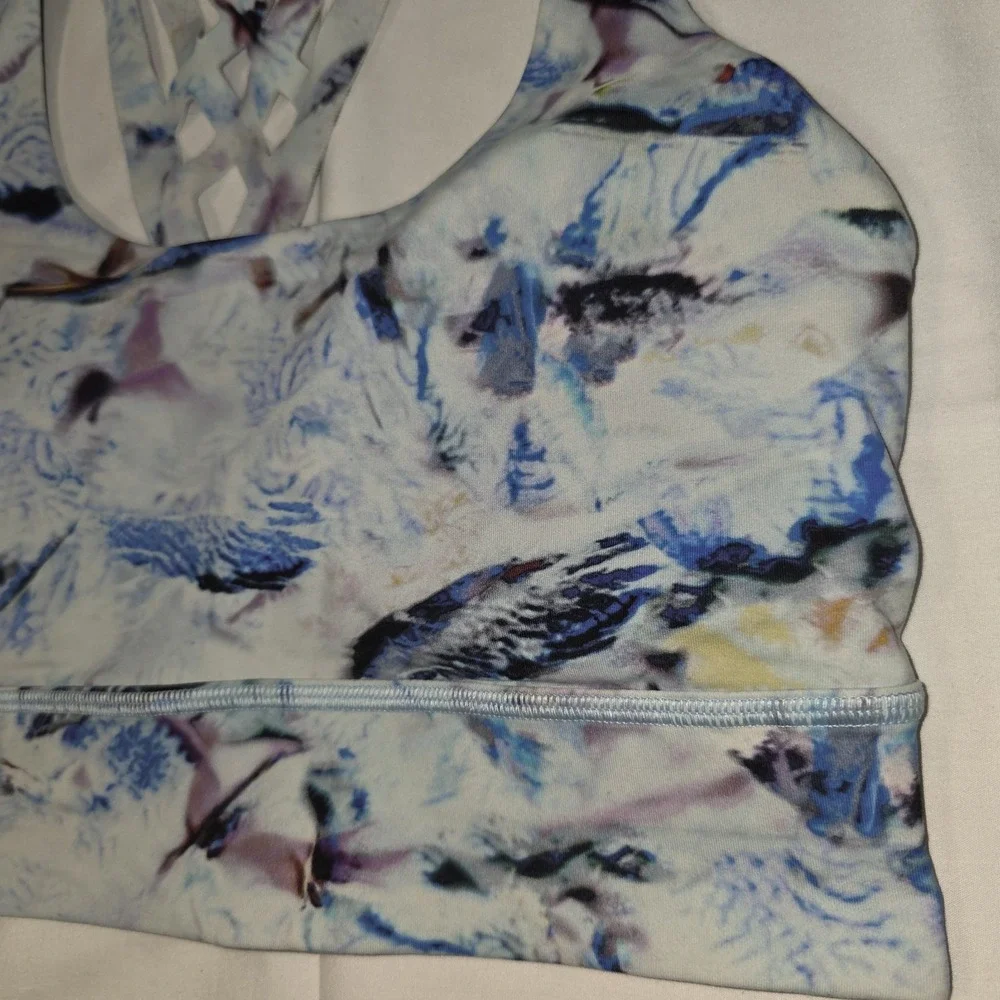 Lululemon Athletica Size 8 Free To Be Mind Over Miles Light Blue Sports Bra